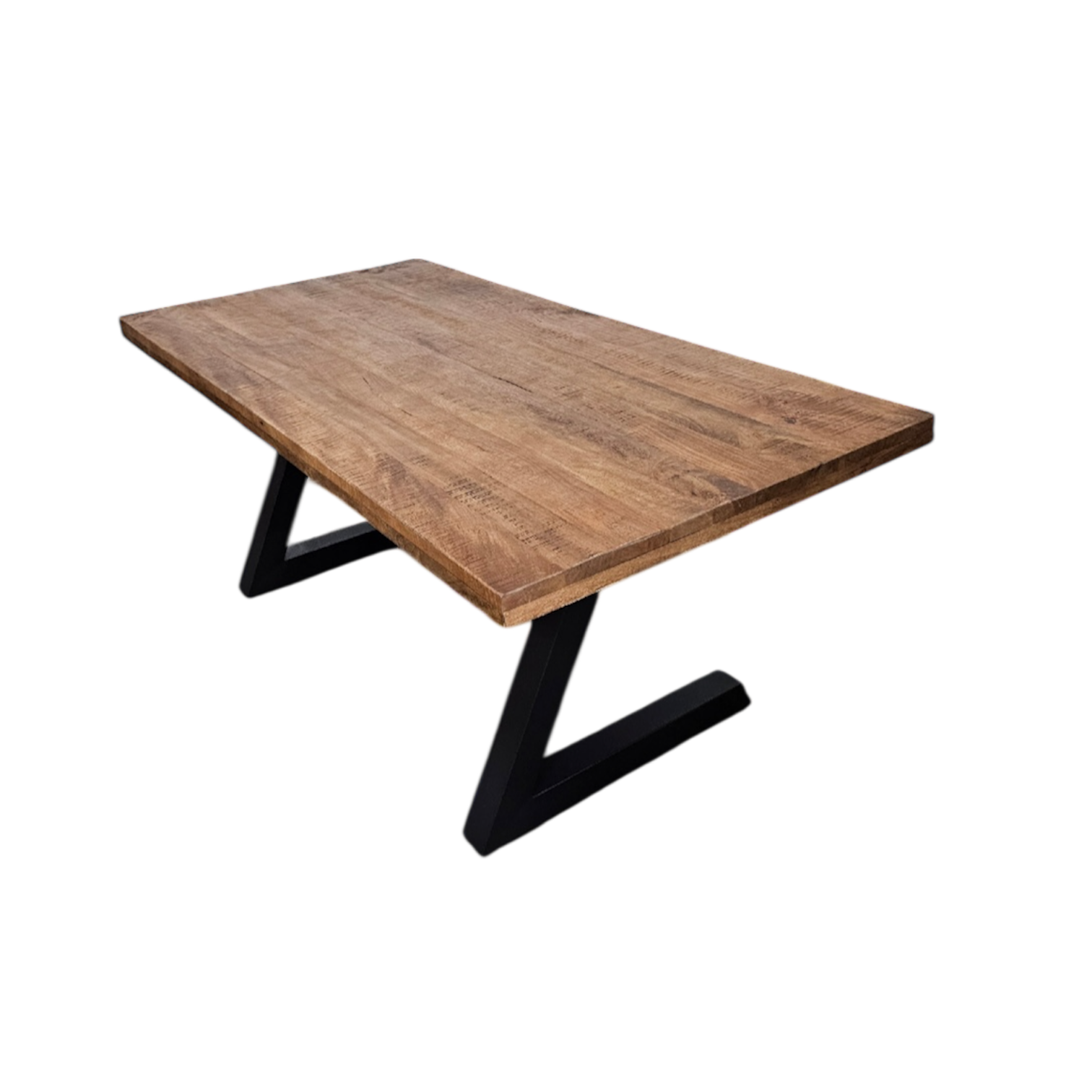 Table ou bureau en bois de manguier et patte en L acier noir