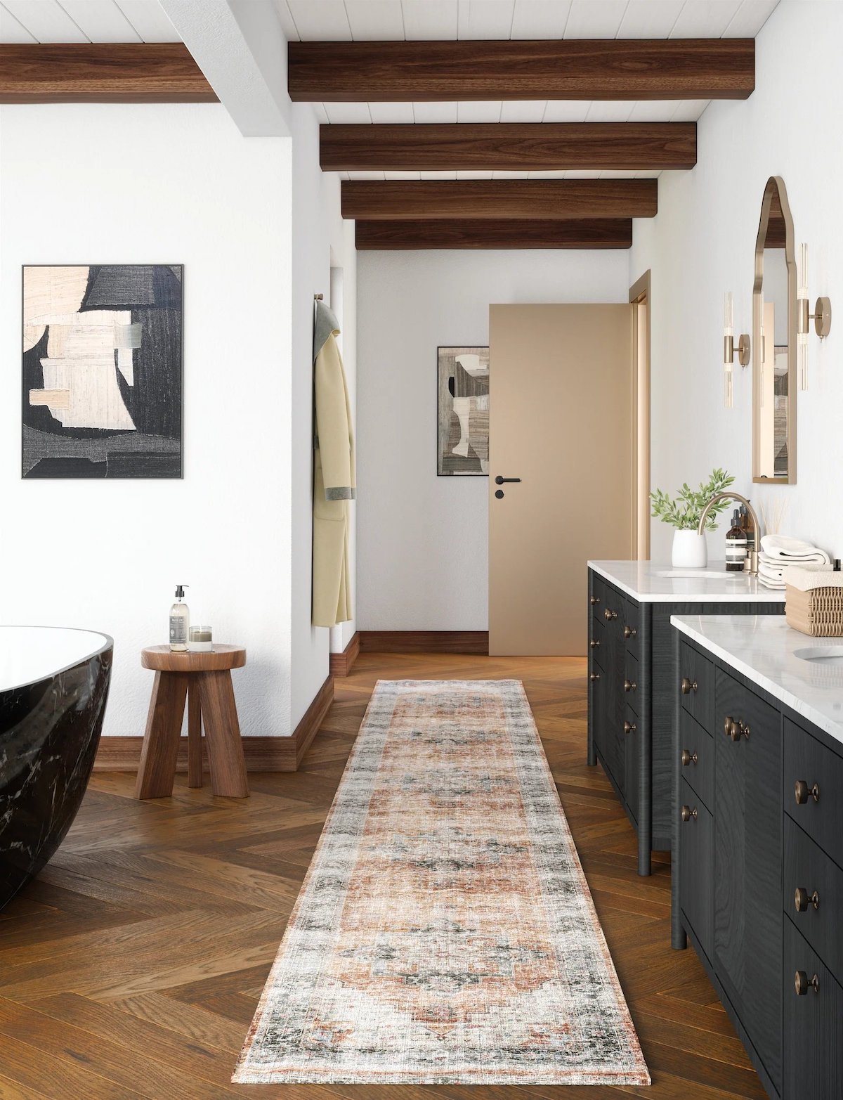 Tapis Echo – Orange Brûlé, Noir & Rose