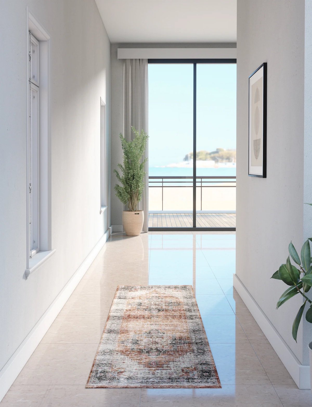 Tapis Echo – Orange Brûlé, Noir & Rose