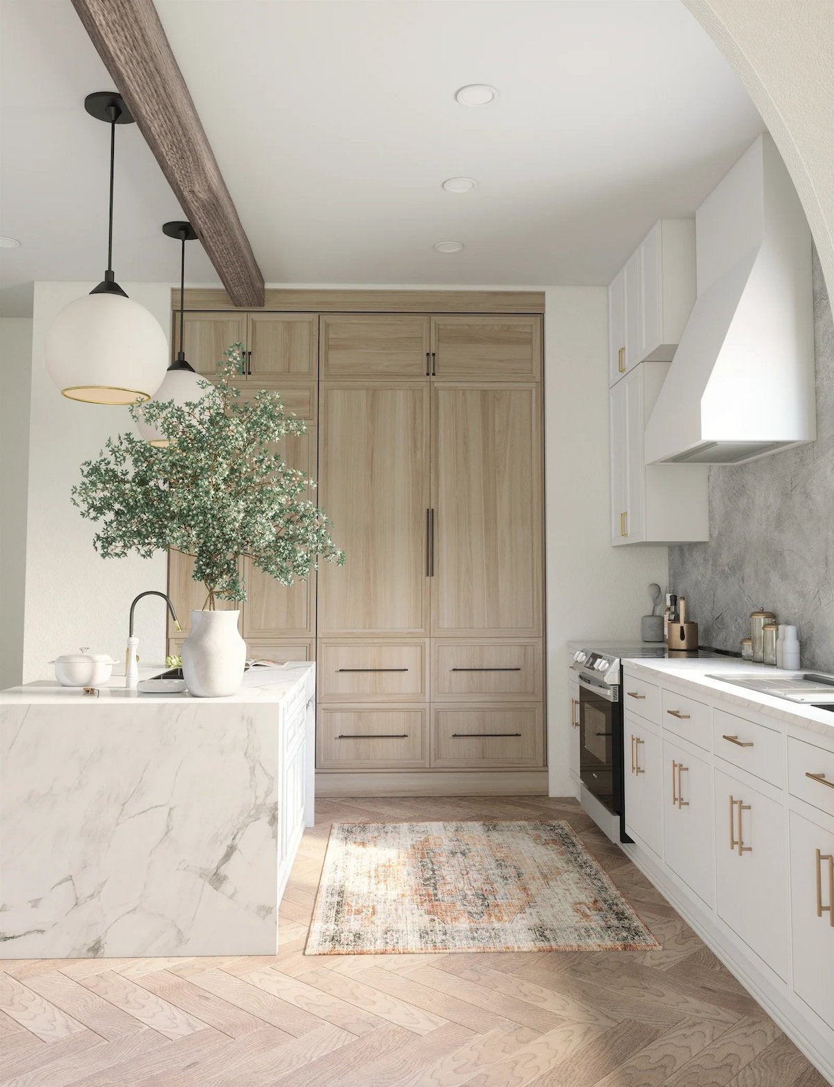 Tapis Echo – Orange Brûlé, Noir & Rose