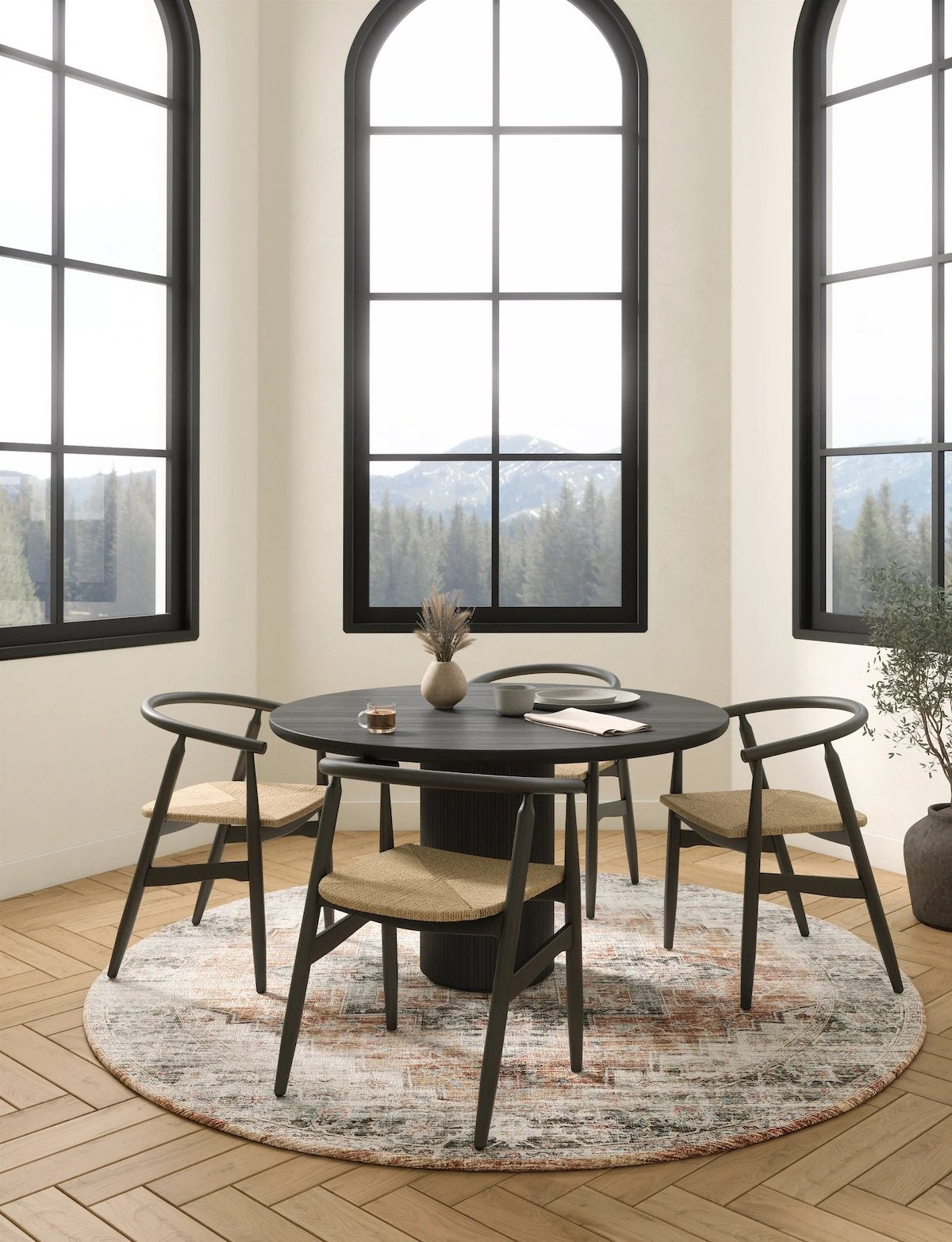 Tapis Echo – Orange Brûlé, Noir & Rose