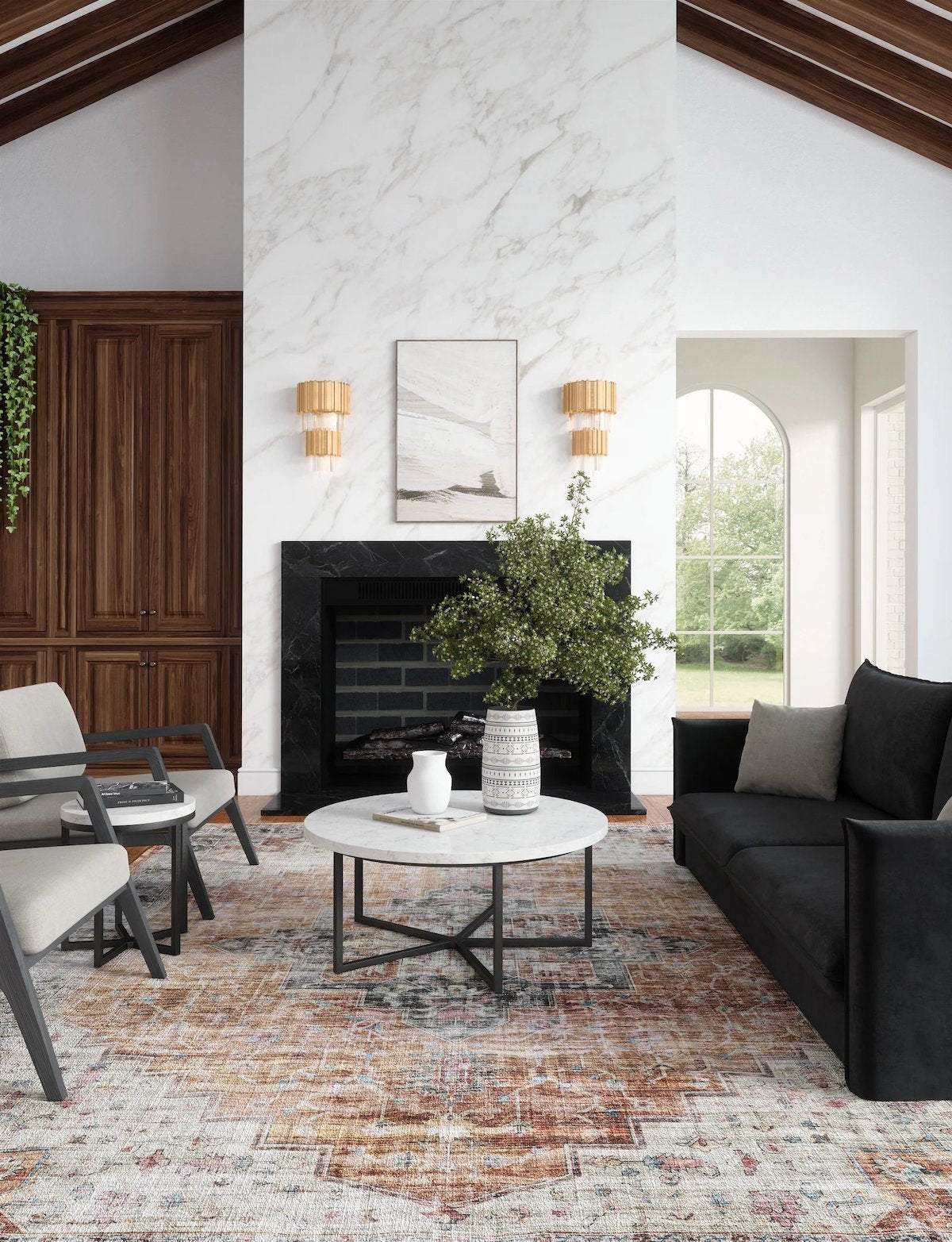 Tapis Echo – Orange Brûlé, Noir & Rose