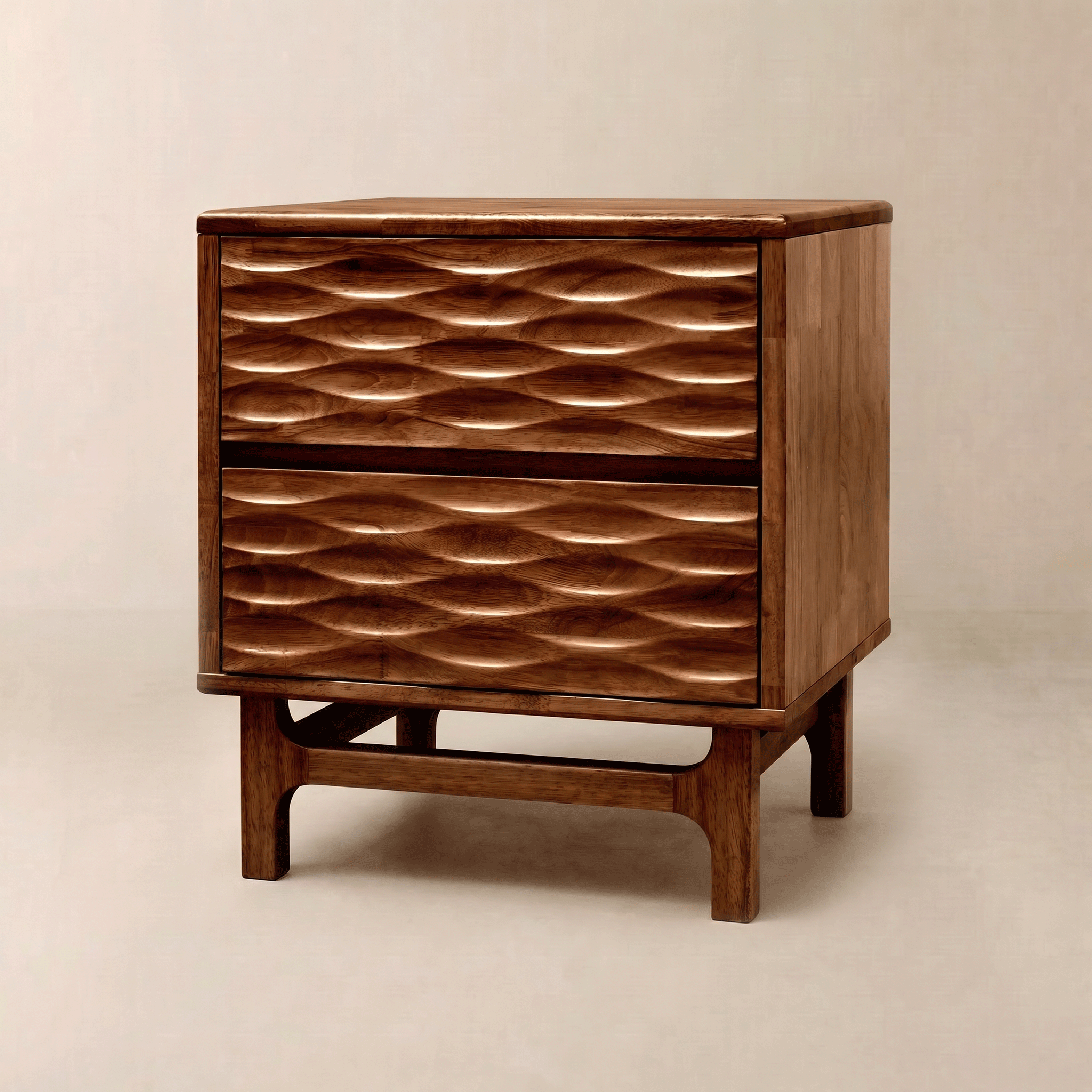 Table de chevet Elara en bois massif | 2 tiroirs | Bois d’hévéa FSC®