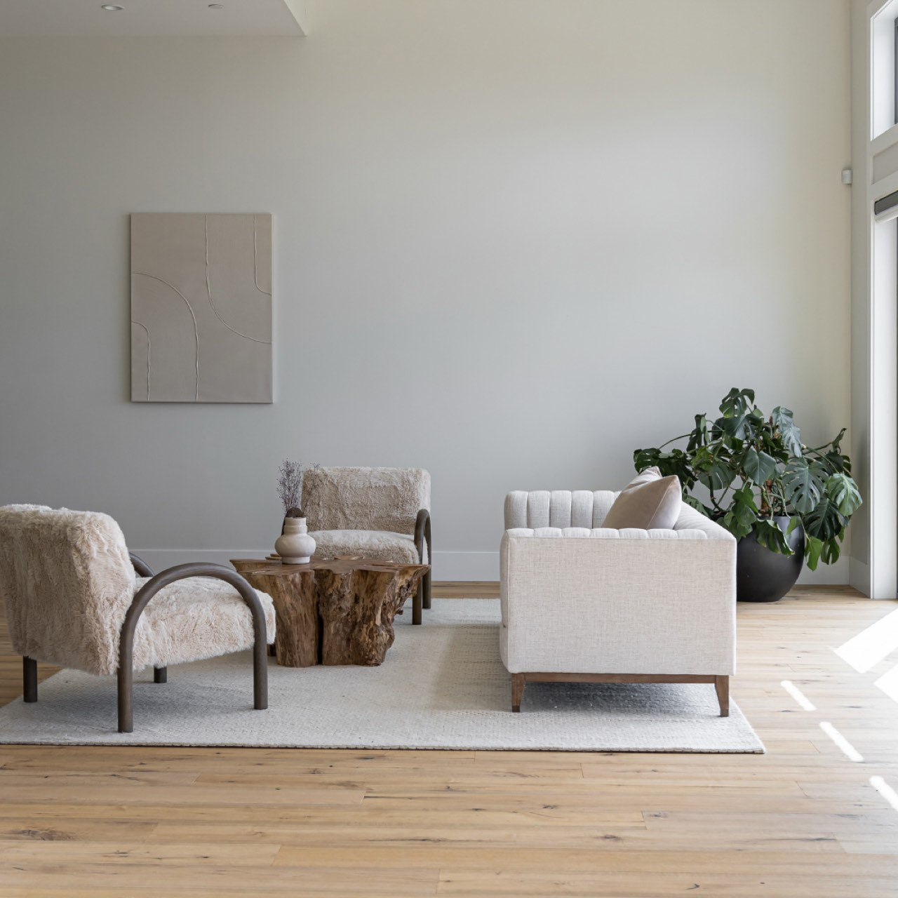 Canapé Elliot en velours | 3 places | Crème