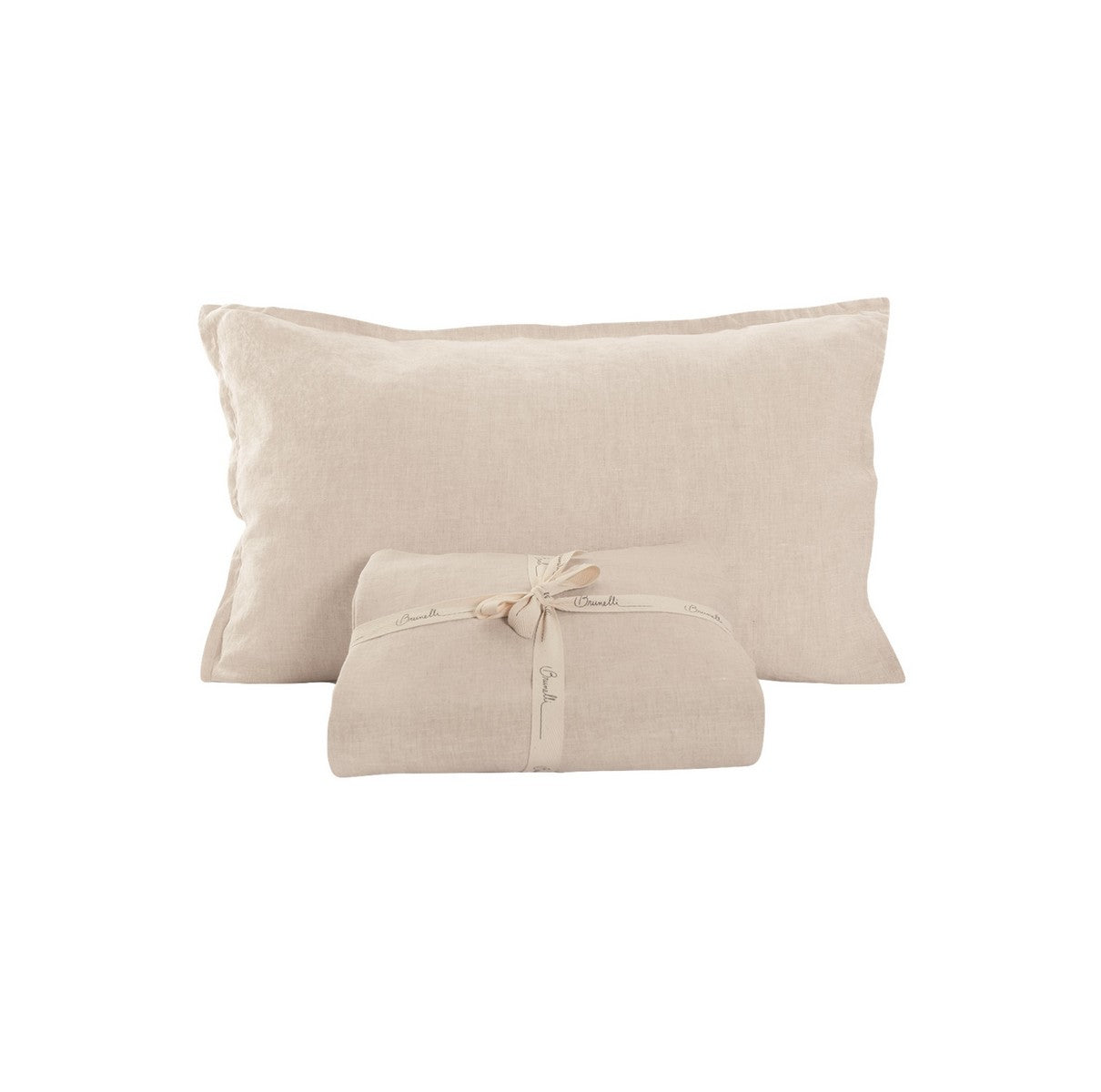 Ensemble de draps en lin naturel Linen pour lit queen et king sur fond blanc
