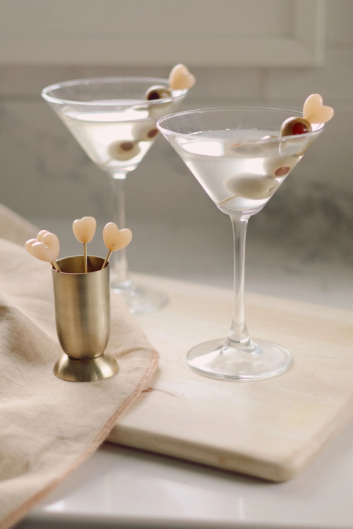 Ensemble de 6 pics à cocktail Sweetheart avec support | Cœurs décoratifs