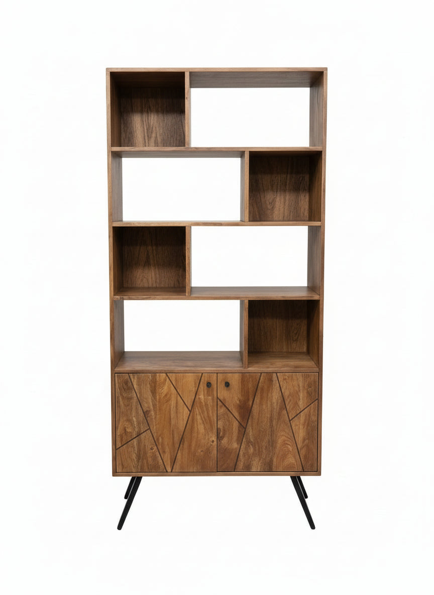 Étagère Mid-Century en bois d’acacia | 2 portes