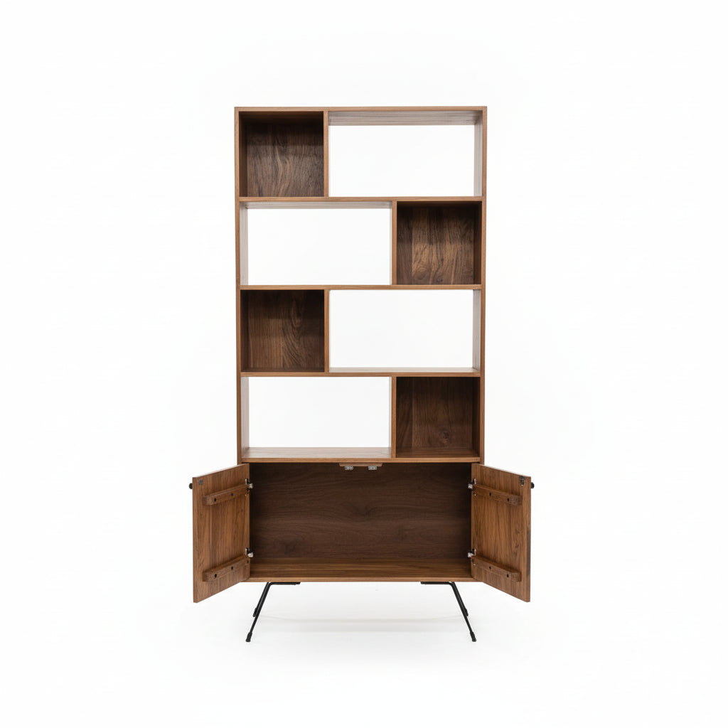 Étagère Mid-Century en bois d’acacia | 2 portes