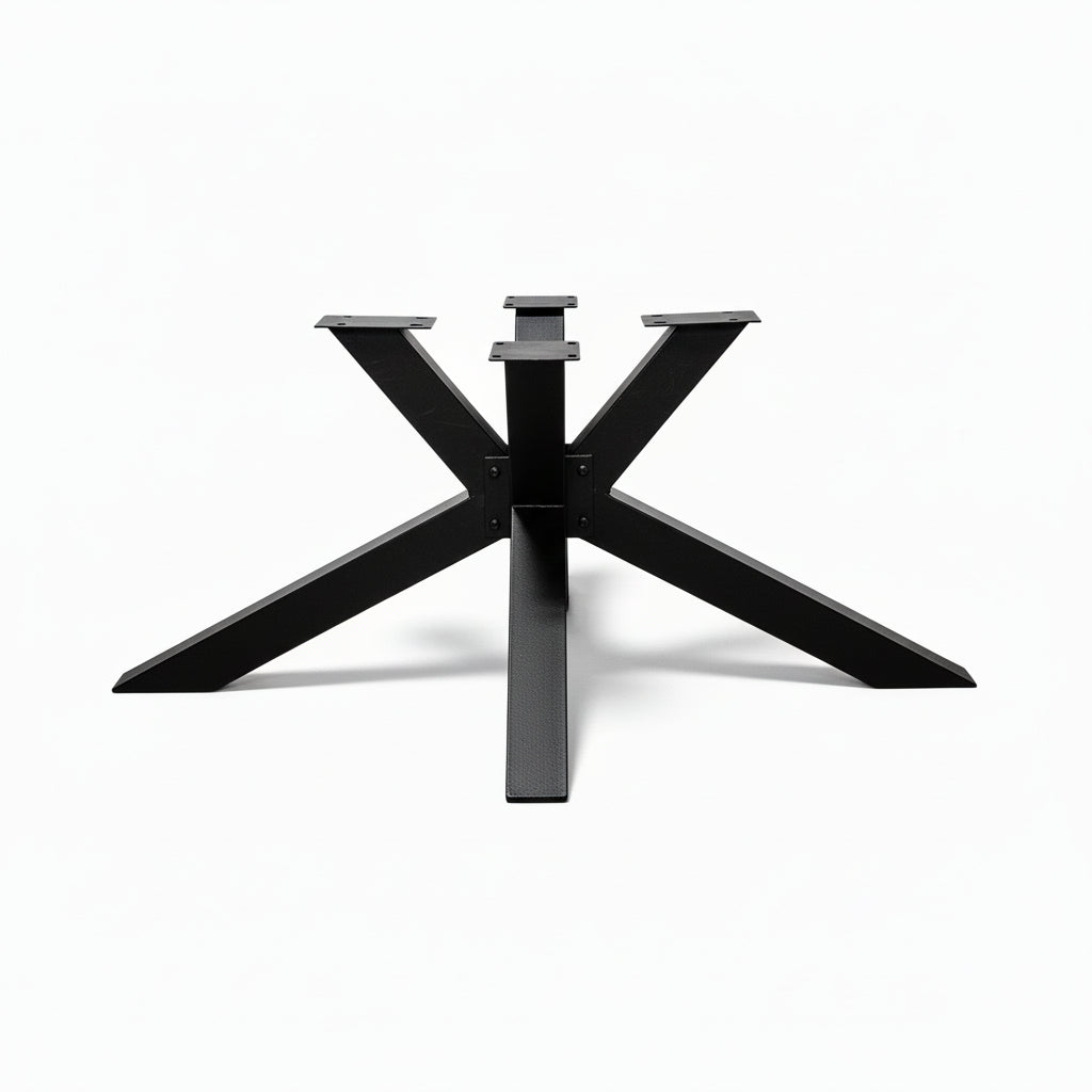 Table à Dîner Extensible avec Pattes Spider Noir Mat | Plateau en Bois de Manguier