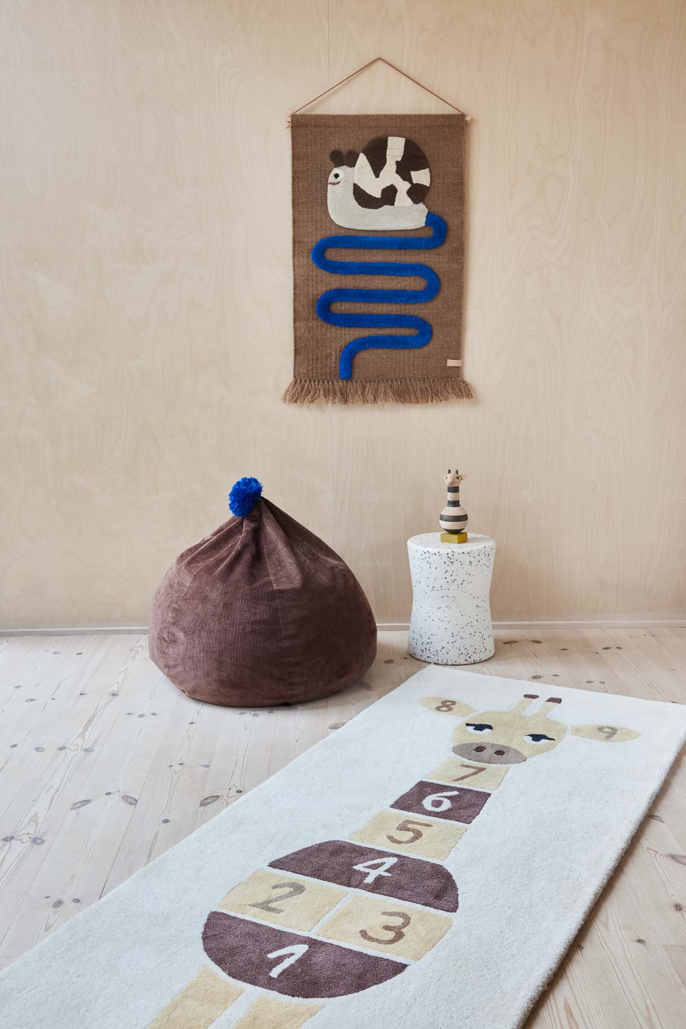 Tapis Marelle Girafe | Laine et coton | Tapis de jeu enfant