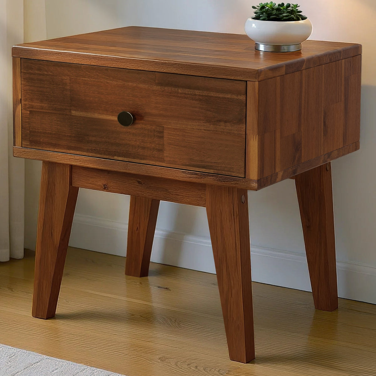 Table de chevet Sofia en bois massif | 1 tiroir | FSC® | Finition artisanale