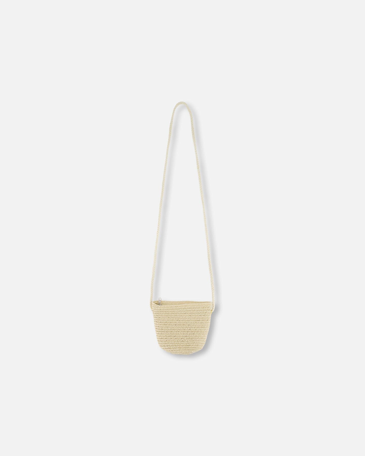 Sac à main en paille beige avec fleur pour enfant | Bandoulière tressée