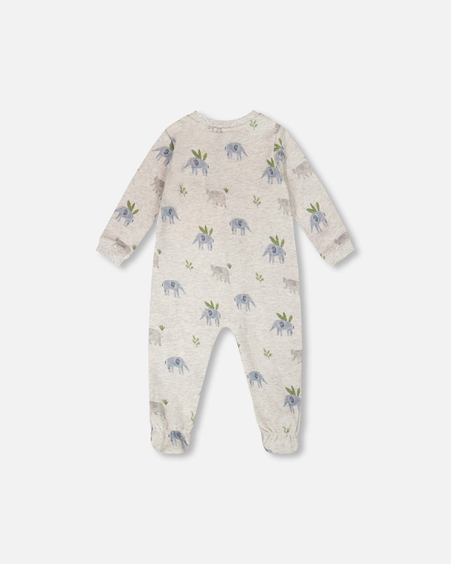 Organic cotton baby one-piece pajama with elephant print