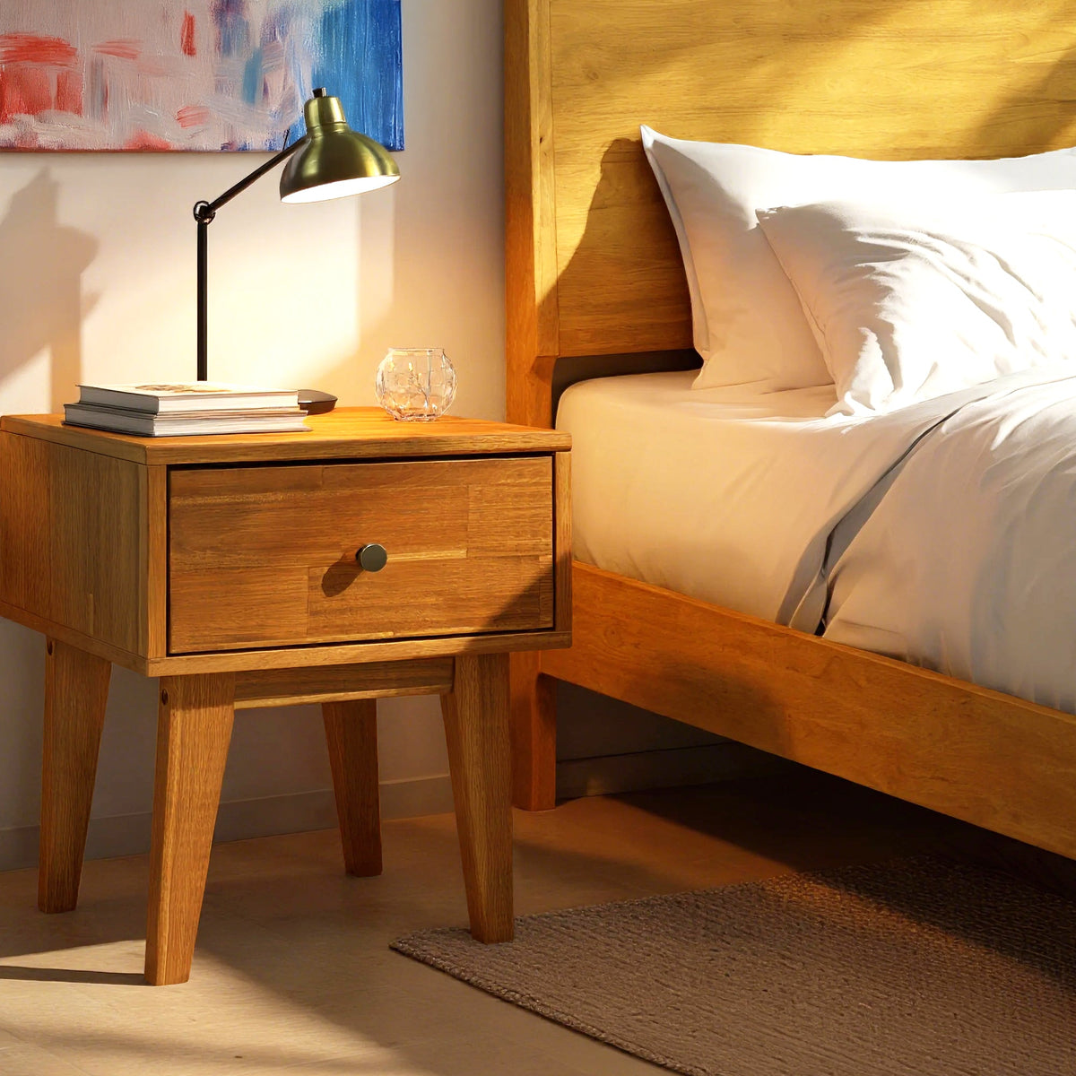 Table de chevet Sofia en bois massif | 1 tiroir | FSC® | Finition artisanale
