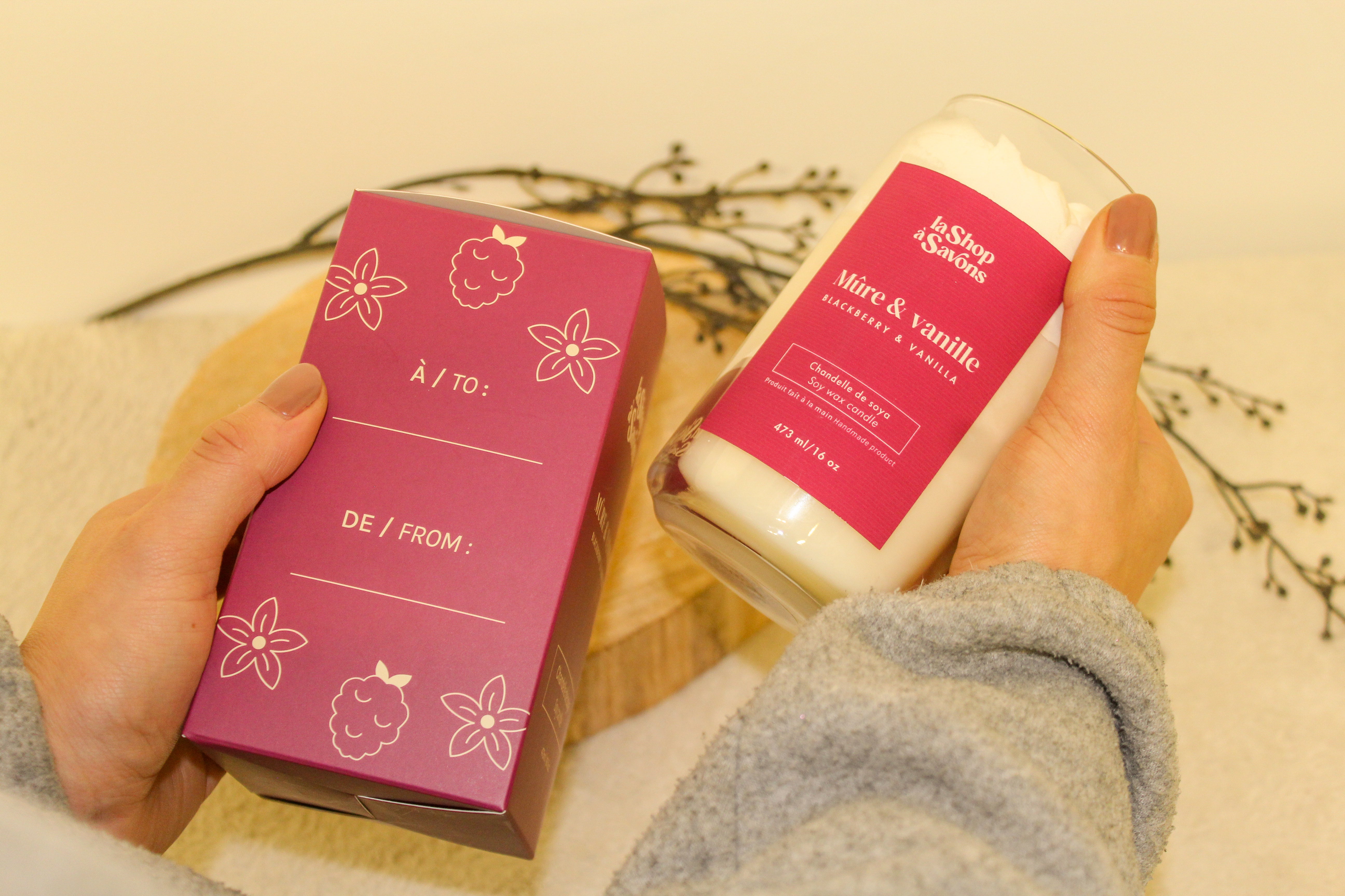 16 oz Blackberry & Vanilla Soy Candle | Handmade in Quebec | La Shop à Savons