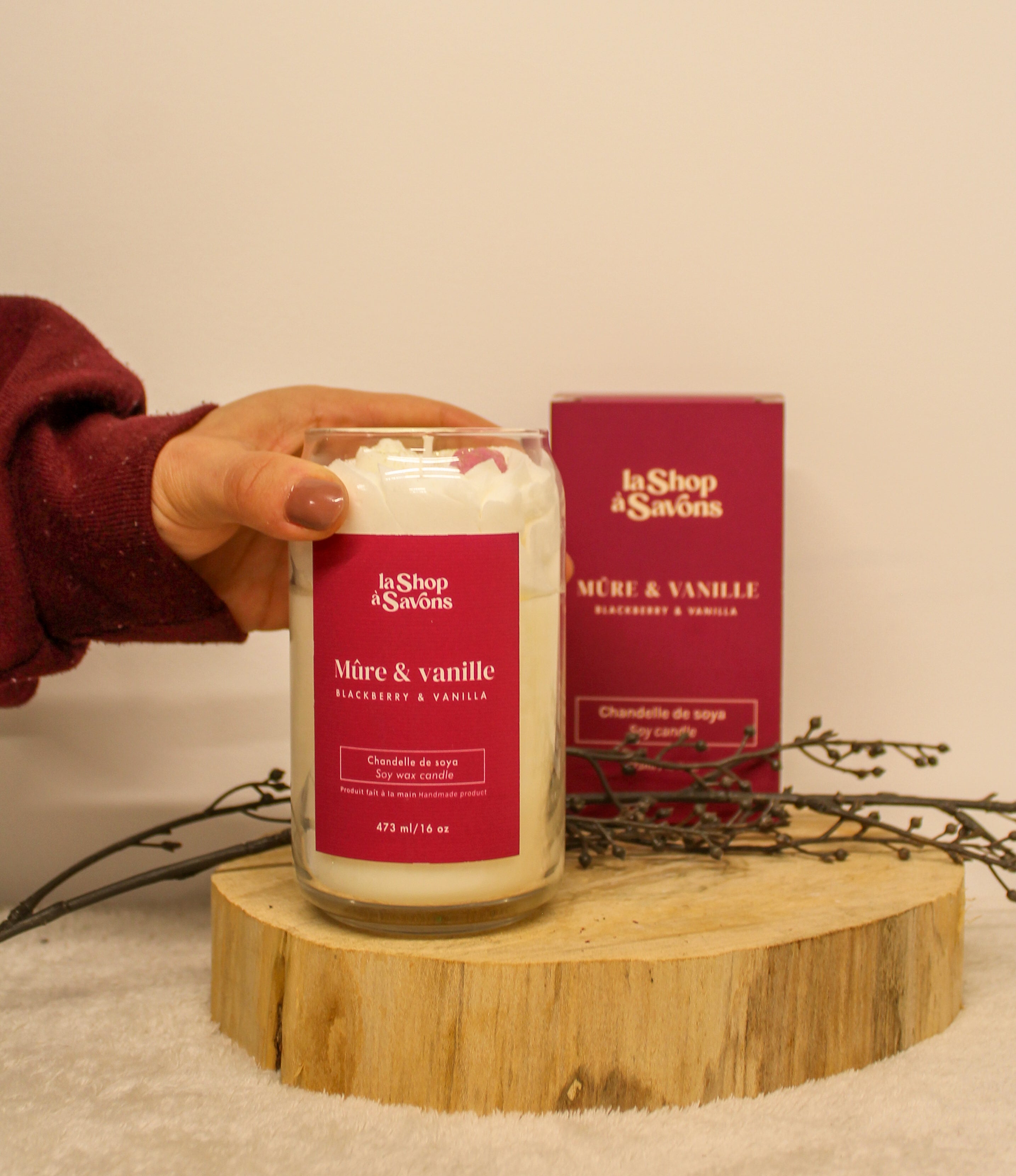 16 oz Blackberry & Vanilla Soy Candle | Handmade in Quebec | La Shop à Savons