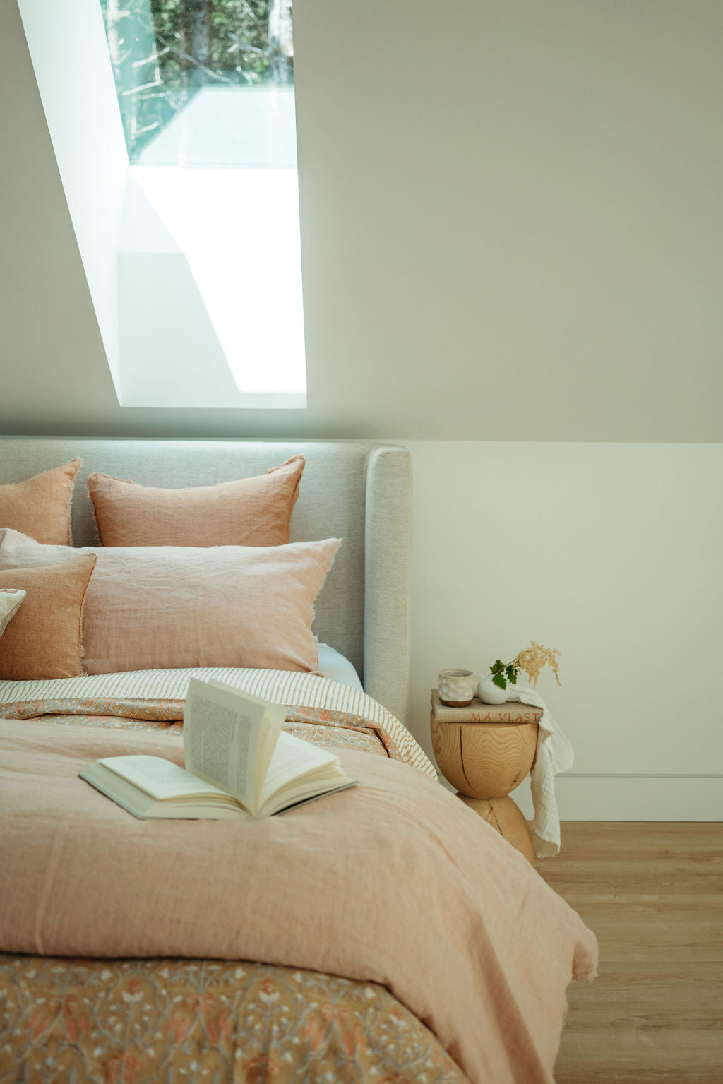 Ensemble de Literie en Lin Lina Rose Pivoine | Grand Lit (Queen) | 100 % Lin Européen