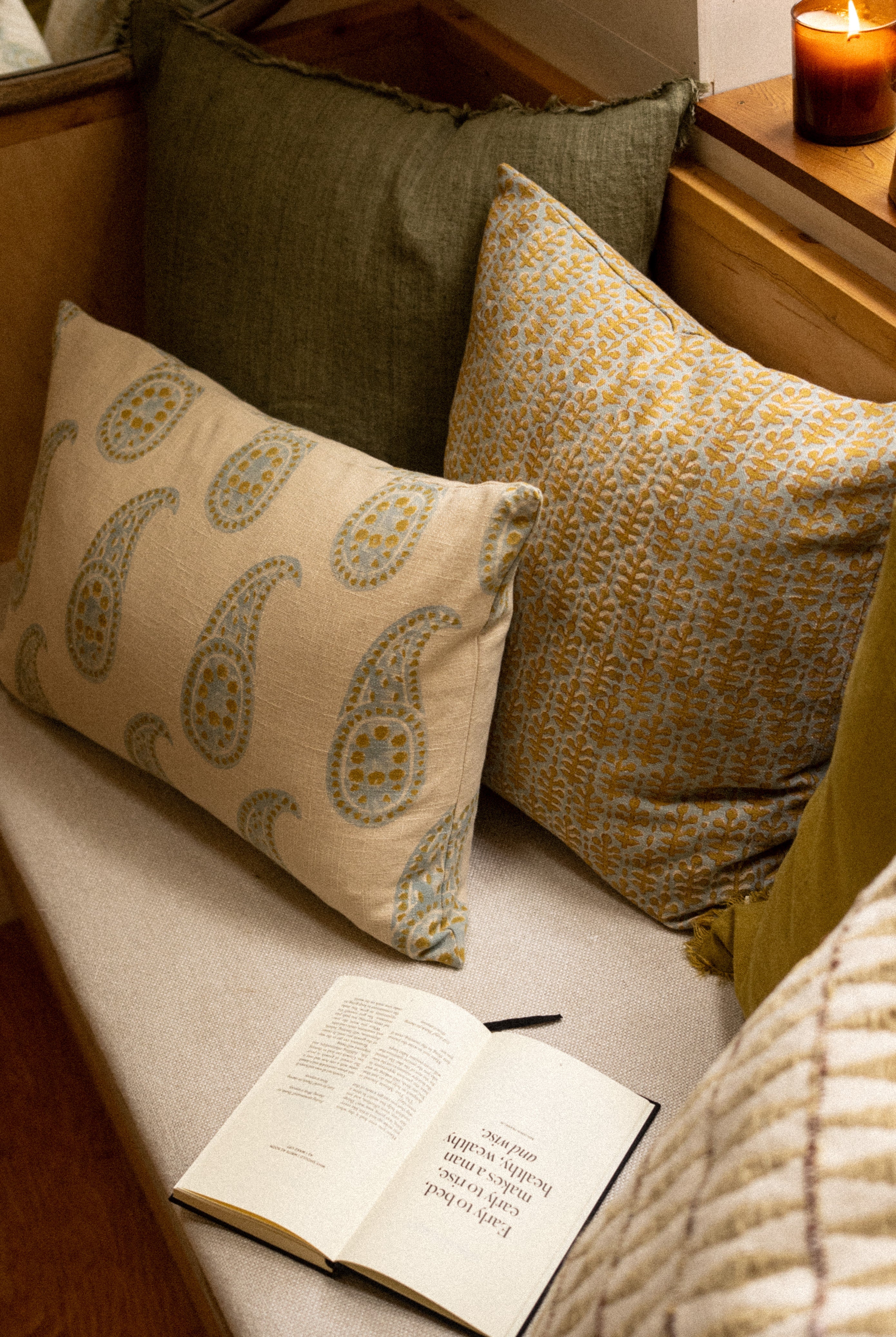 Coussin Shimla à motifs bloc 40 x 60 cm | Fait à la main | Coton biologique