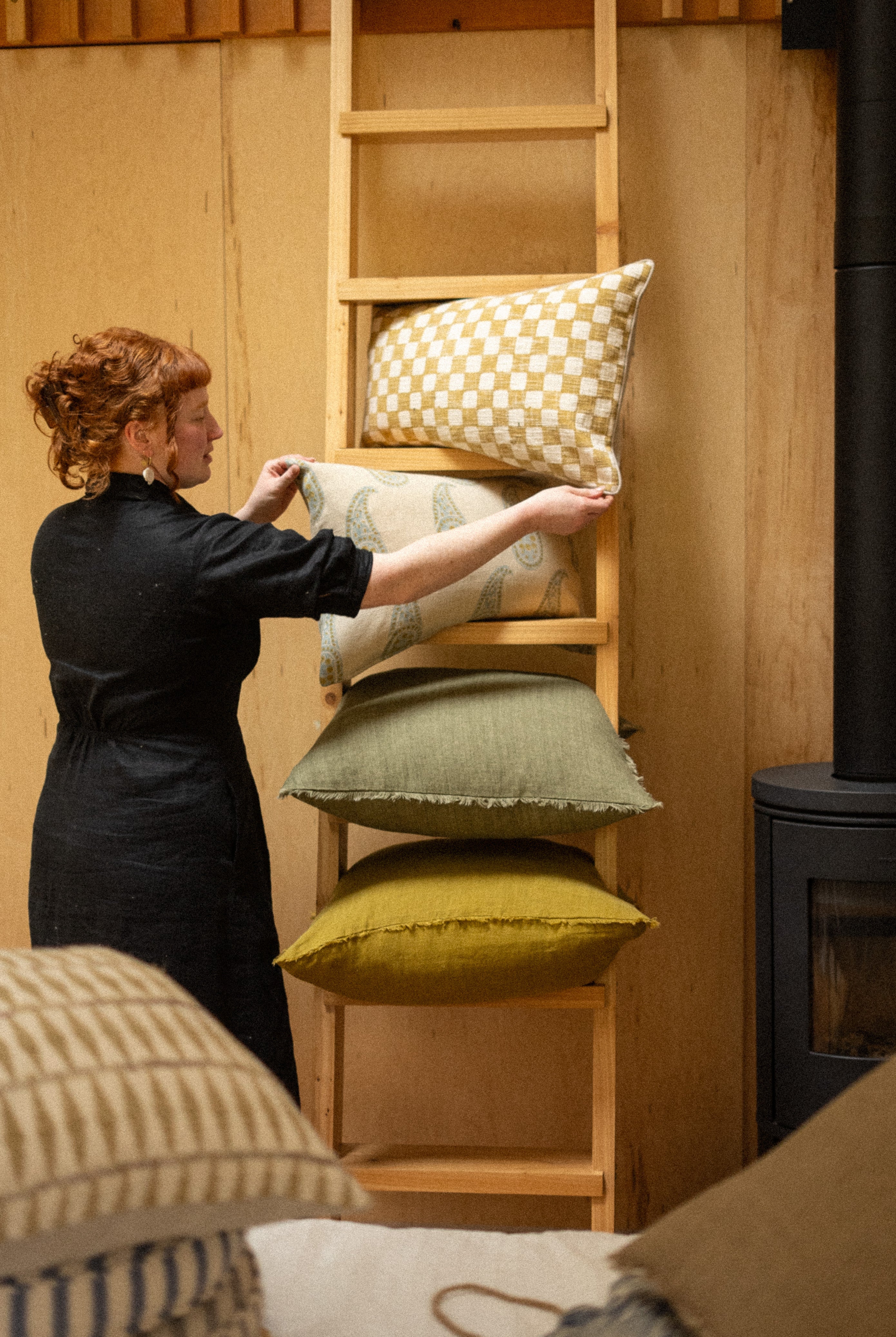 Coussin décoratif en lin Lina | 60 x 60 cm | Cumin