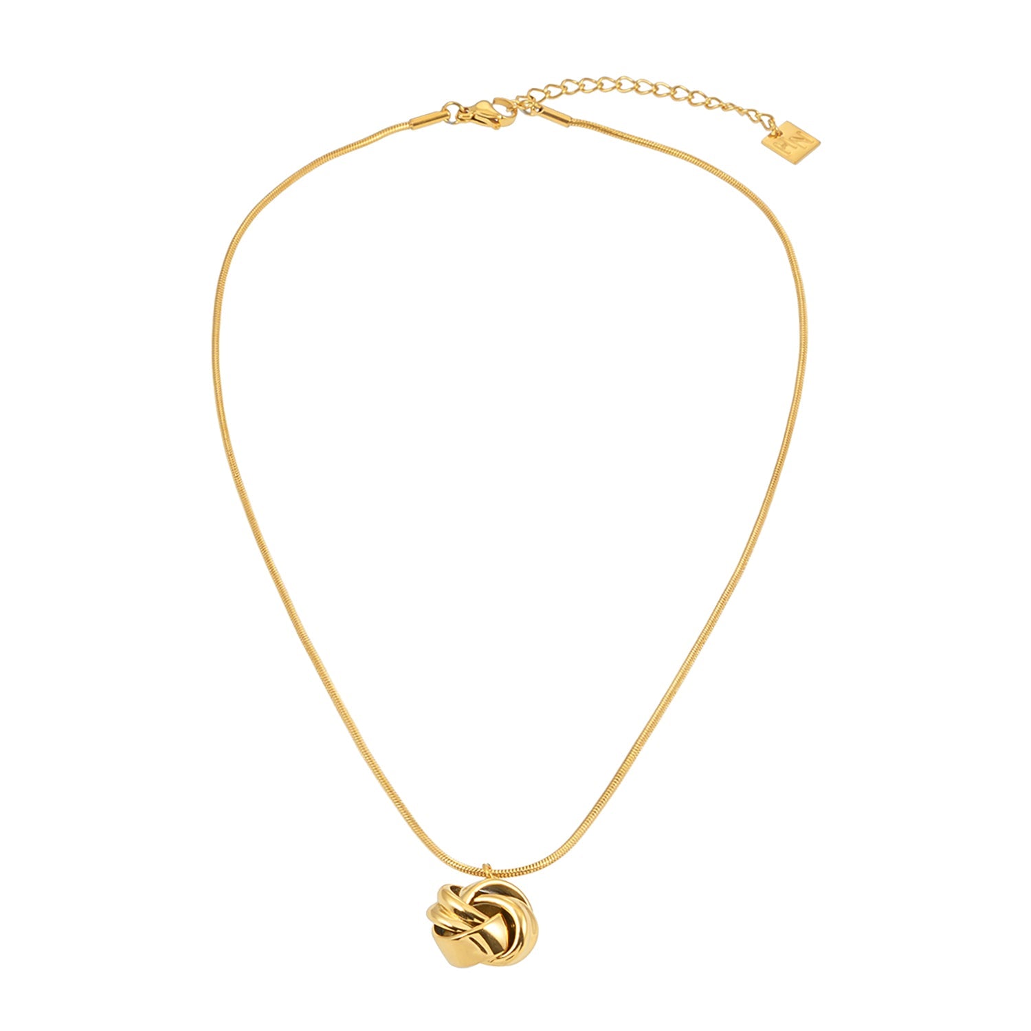 Collier Jaspur | Or 18 carats infusé | Chaîne effet serpent & pendentif nœud d'amour