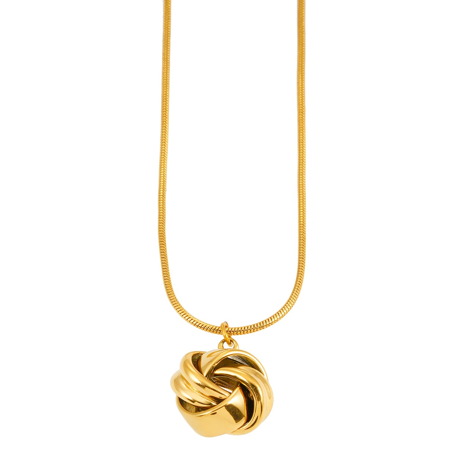 Collier Jaspur | Or 18 carats infusé | Chaîne effet serpent & pendentif nœud d'amour