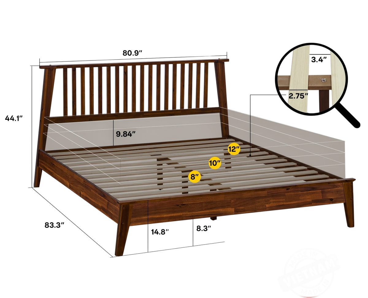 Kaylin solid wood bed frame | FSC® certified acacia | Handcrafted finish