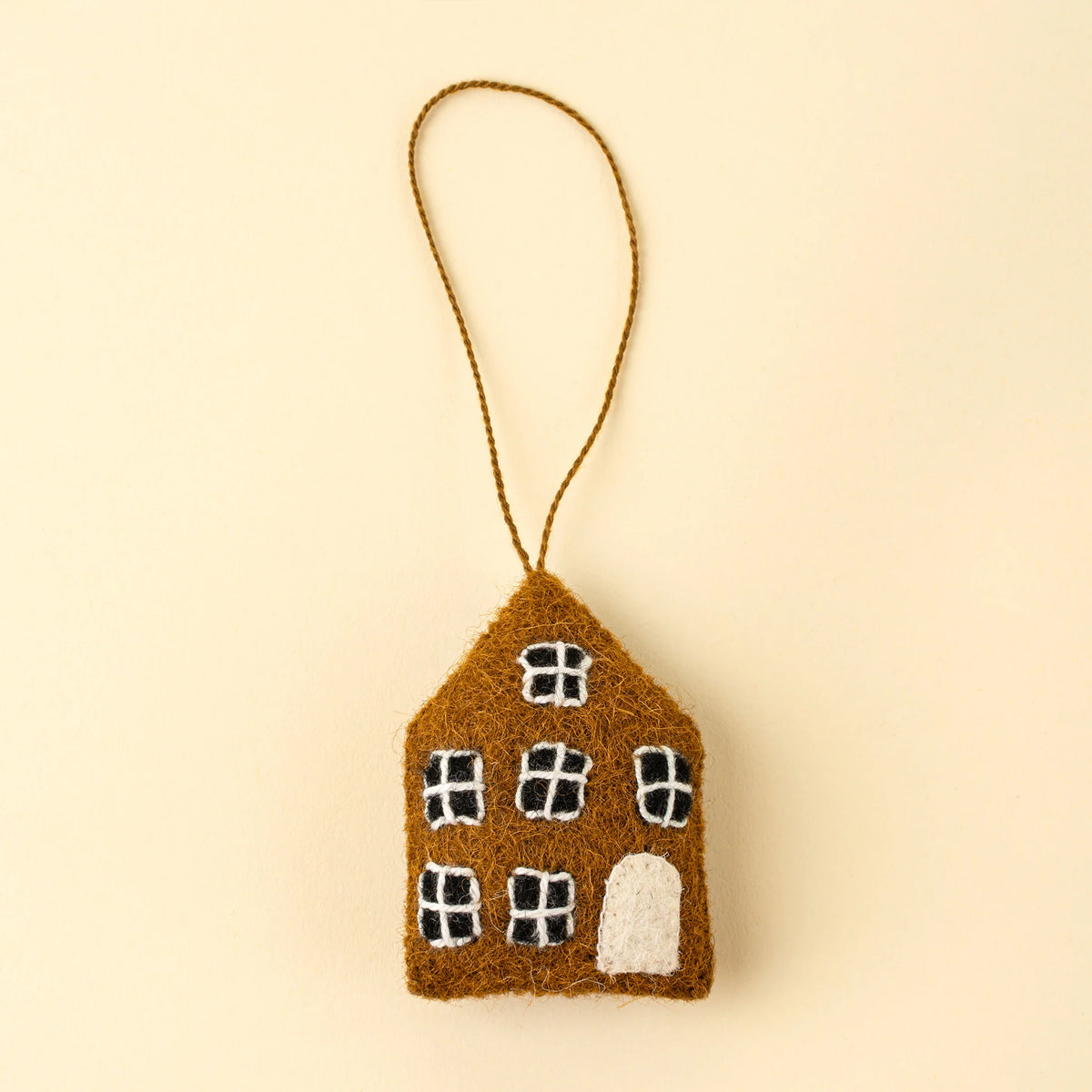 Maison en feutre faite à la main | Brun | Ornement de Noël