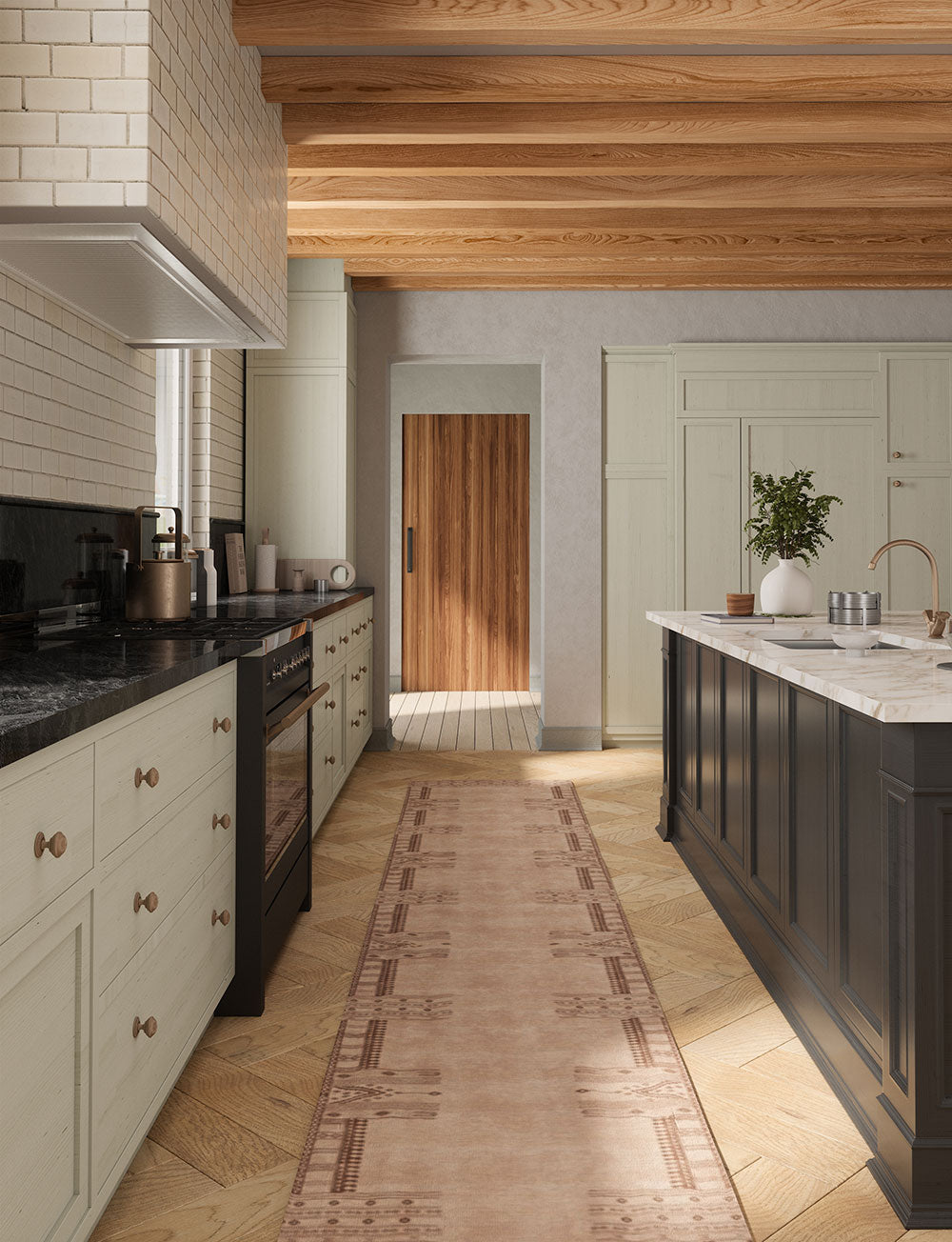 Tapis Mazela beige naturel & brun | Inspiration persane minimaliste