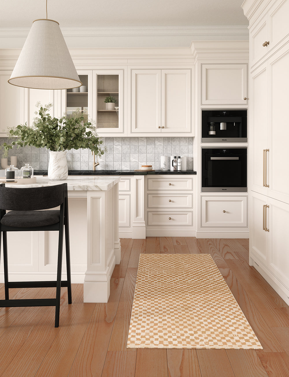 Tapis Metro à carreaux beige naturel & corail | Inspiration marocaine minimaliste