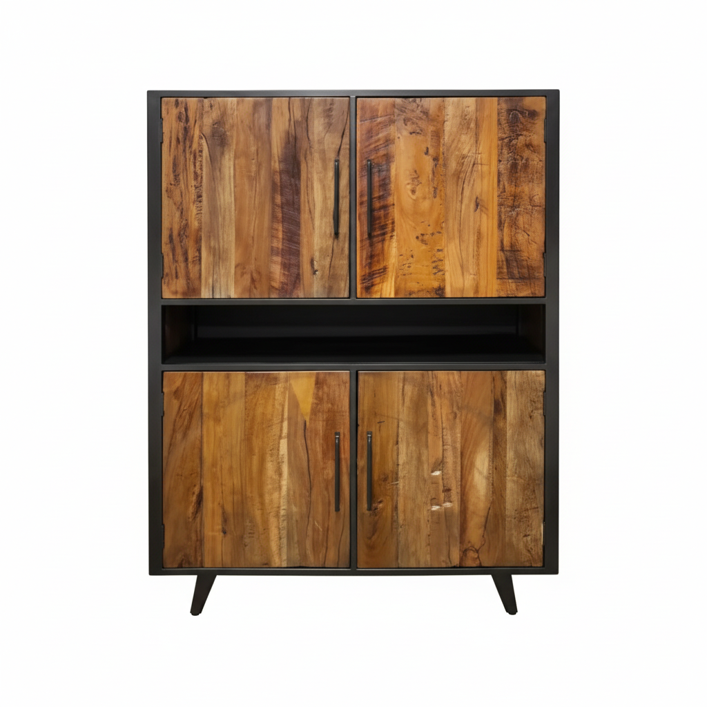 Vaisselier style scandinave en bois recyclé | Bois et acier