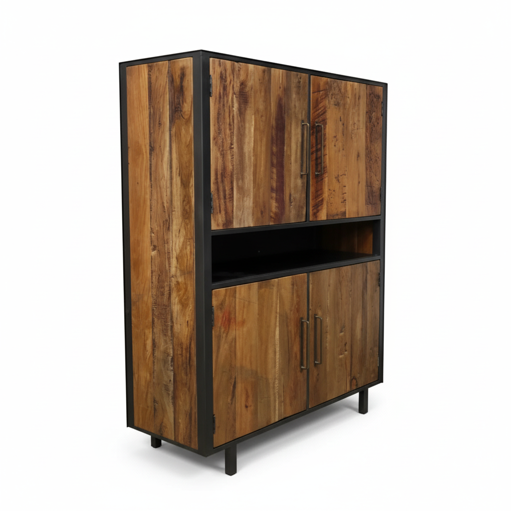 Vaisselier style scandinave en bois recyclé | Bois et acier