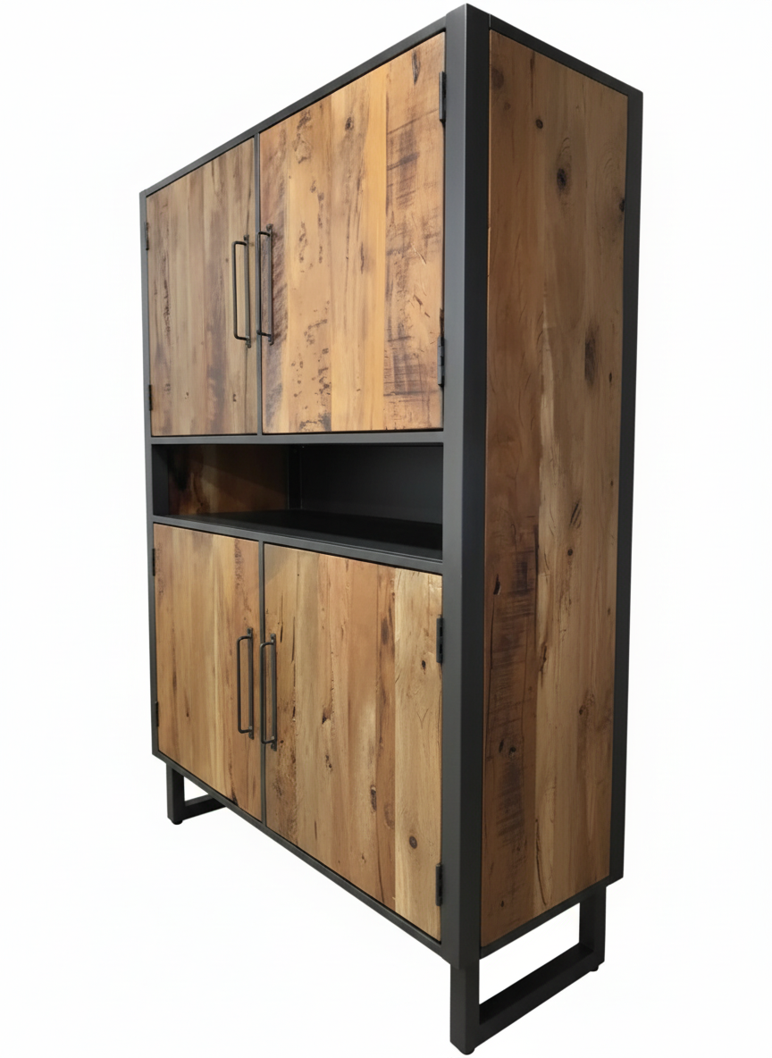 Vaisselier style scandinave en bois recyclé | Bois et acier