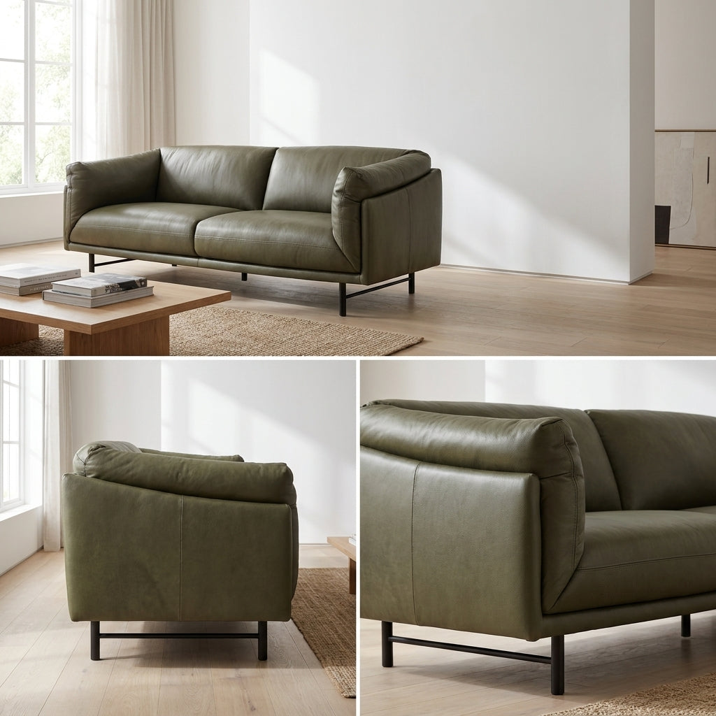 Canapé en cuir Ashford | Cuir pleine fleur vert Ranger Moss | Fait à la main