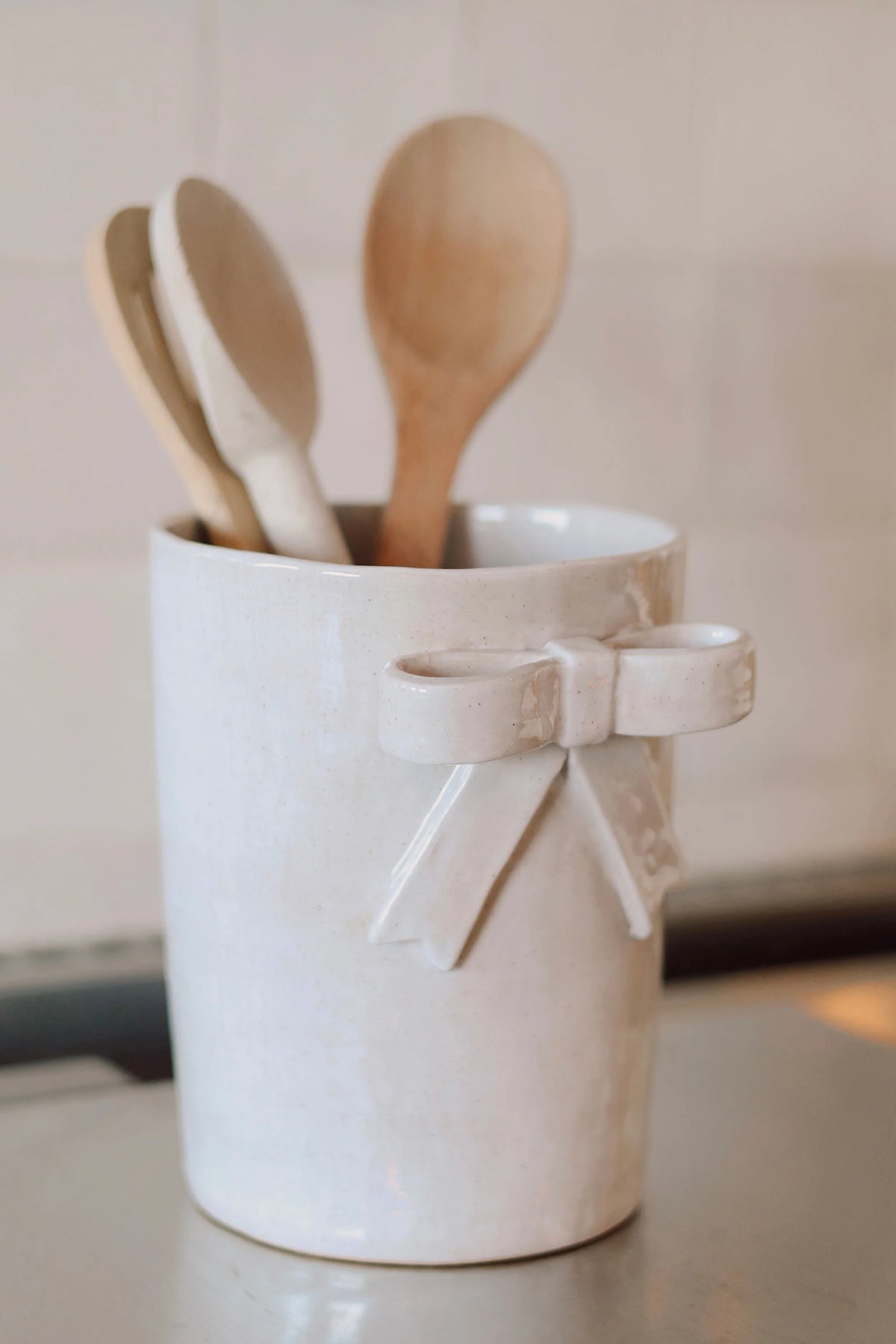 Pot décoratif en grès avec nœud | Grand format | Fait à la main