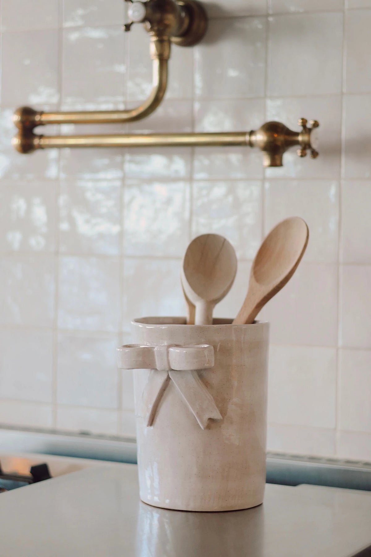 Pot décoratif en grès avec nœud | Grand format | Fait à la main