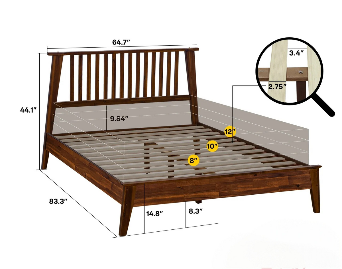 Kaylin solid wood bed frame | FSC® certified acacia | Handcrafted finish