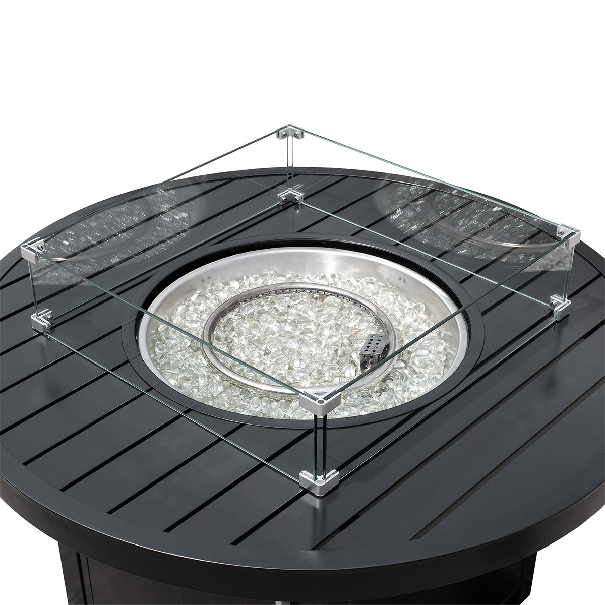 42-inch Round Propane Outdoor Fire Pit Table | Powder-Coated Aluminum | 50,000 BTU