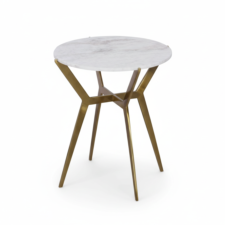 Table d’appoint ronde Sevi en Marbre | Pieds en Aluminium