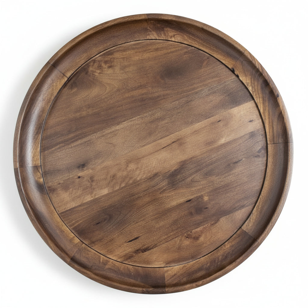 Table à café ronde en bois de manguier | Brun profond