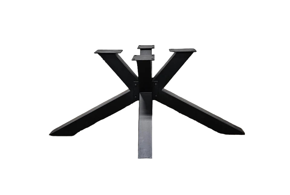 Table à dîner patte Spider Noir Mat | Plateau en bois d’acacia massif | Brun