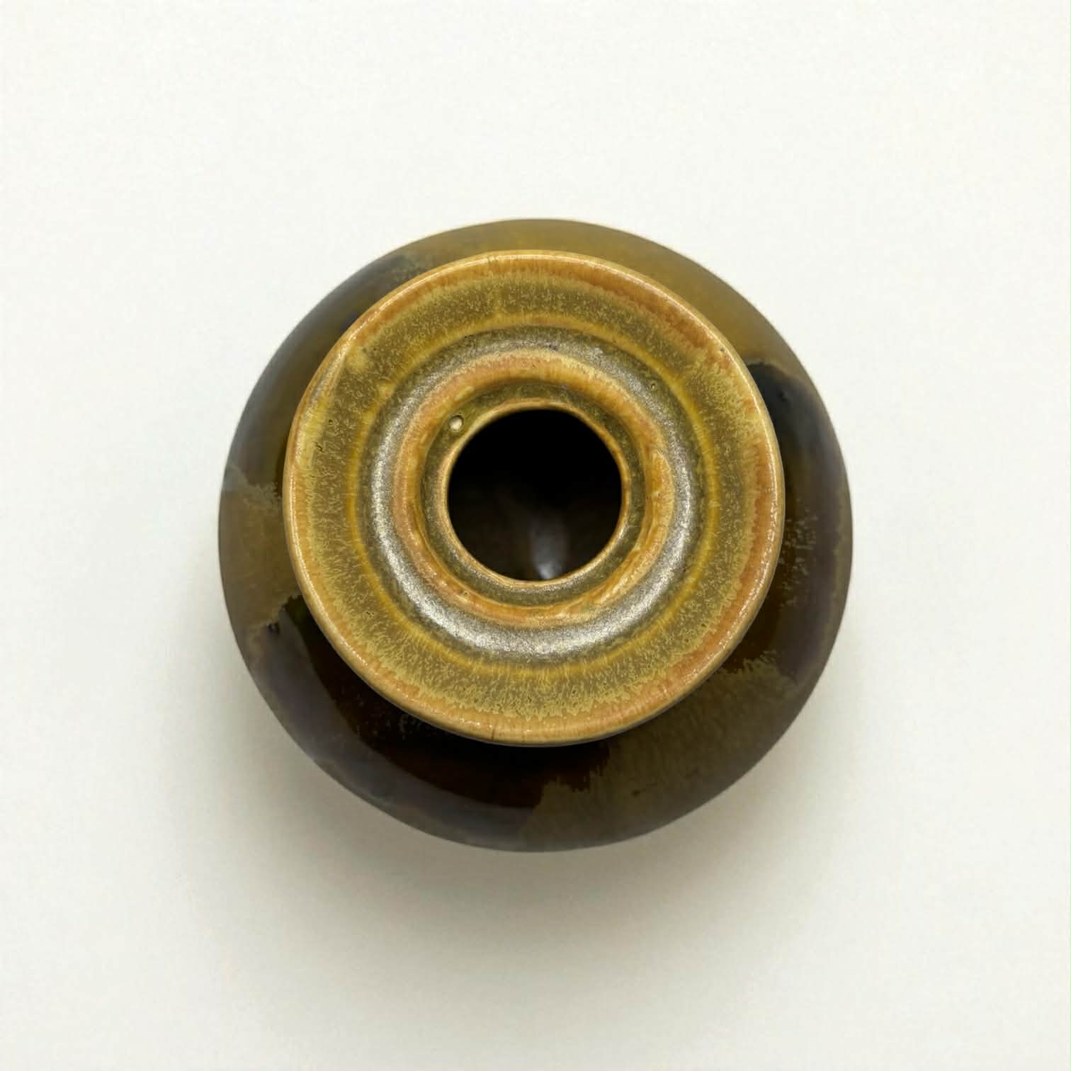 Vase en céramique émaillée | Petit format | Tonalités ocre et brun