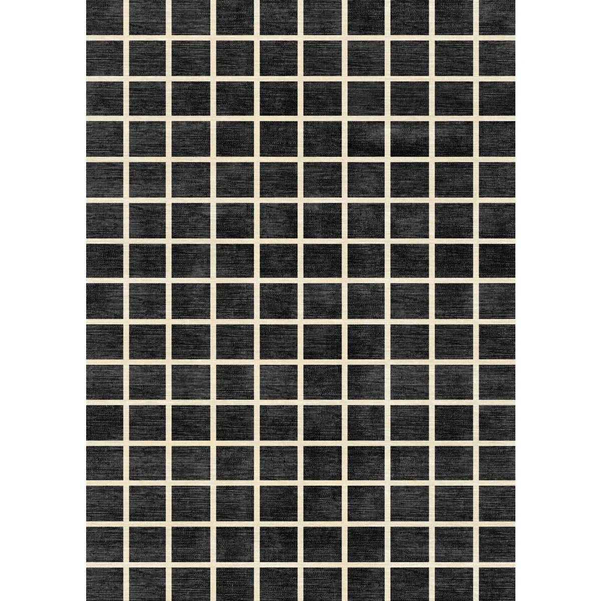 Tapis Caper Noir & Naturel à Carreaux | Design Moderne