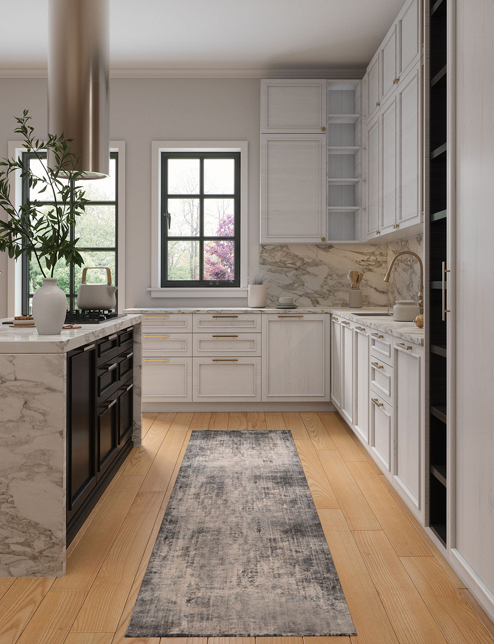 Tapis Willow Gris Foncé & Blanc | Motif Abstrait