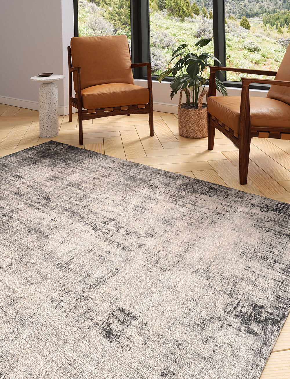 Tapis Willow Gris Foncé & Blanc | Motif Abstrait