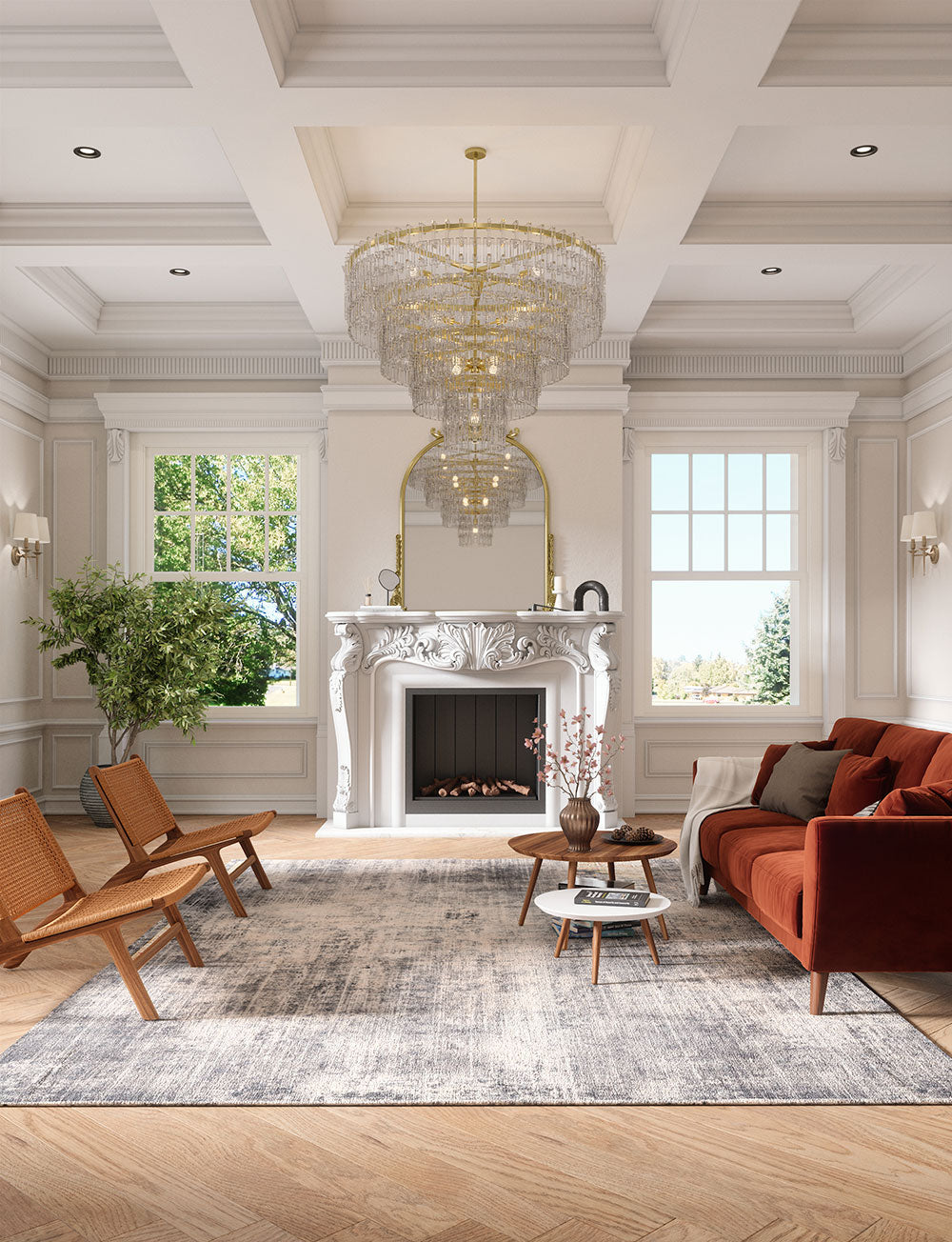 Tapis Willow Gris Foncé & Blanc | Motif Abstrait