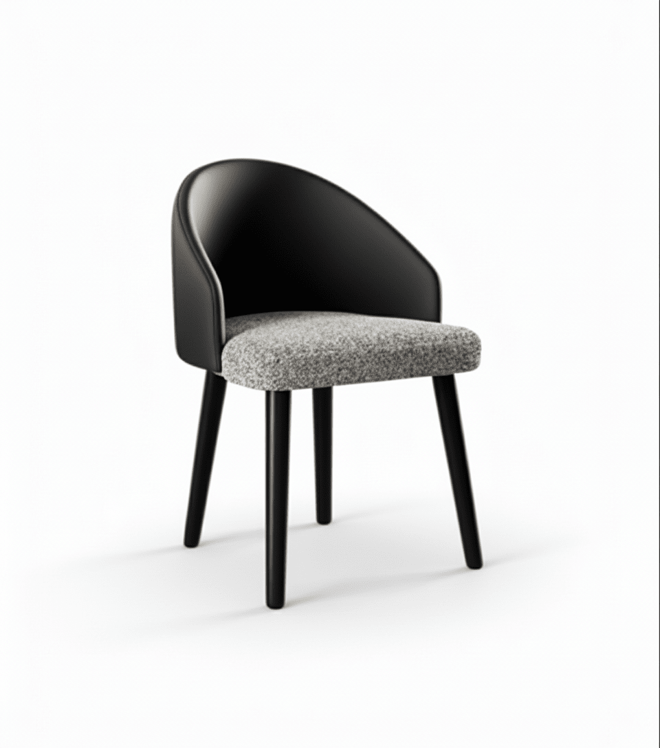 Chaise de salle à manger Arcadia en cuir végan sur fond blanc