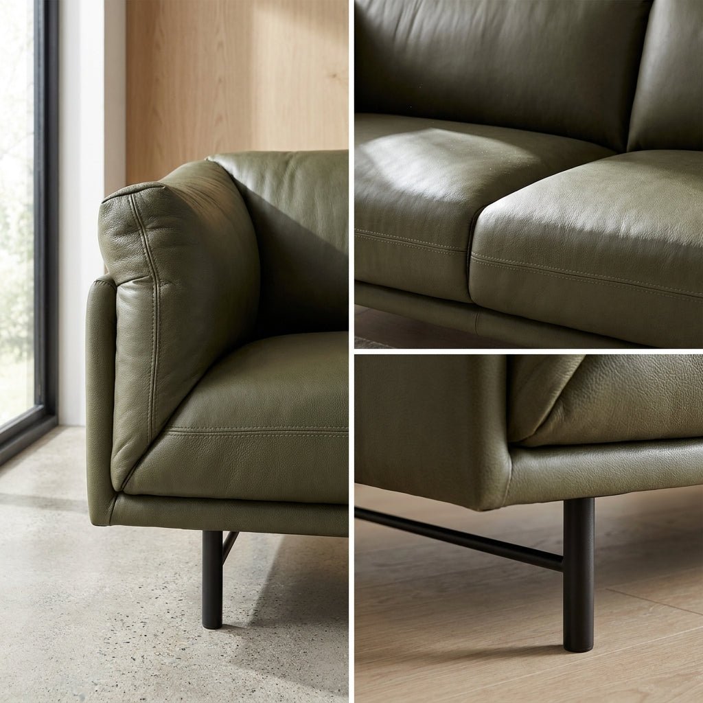 Canapé en cuir Ashford | Cuir pleine fleur vert Ranger Moss | Fait à la main