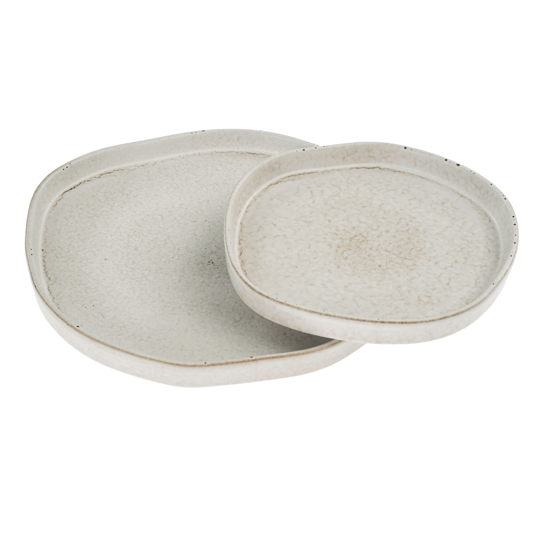 Assiettes de Service Pebble en Céramique | Ensemble de 2 | Forme Organique - Les Trouvailles de JustineIndaba Home