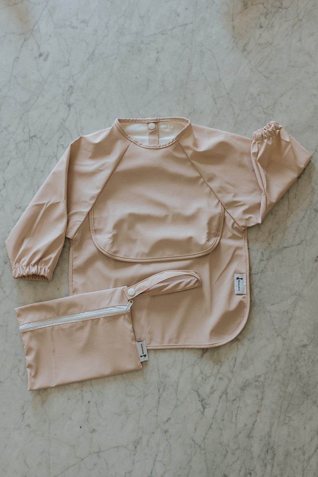 Bavette à manches longues avec pochette intégrée - Les Trouvailles de JustineBébés et tout - petitsMicassoandcoRose ballerineS - 6 - 24 mois