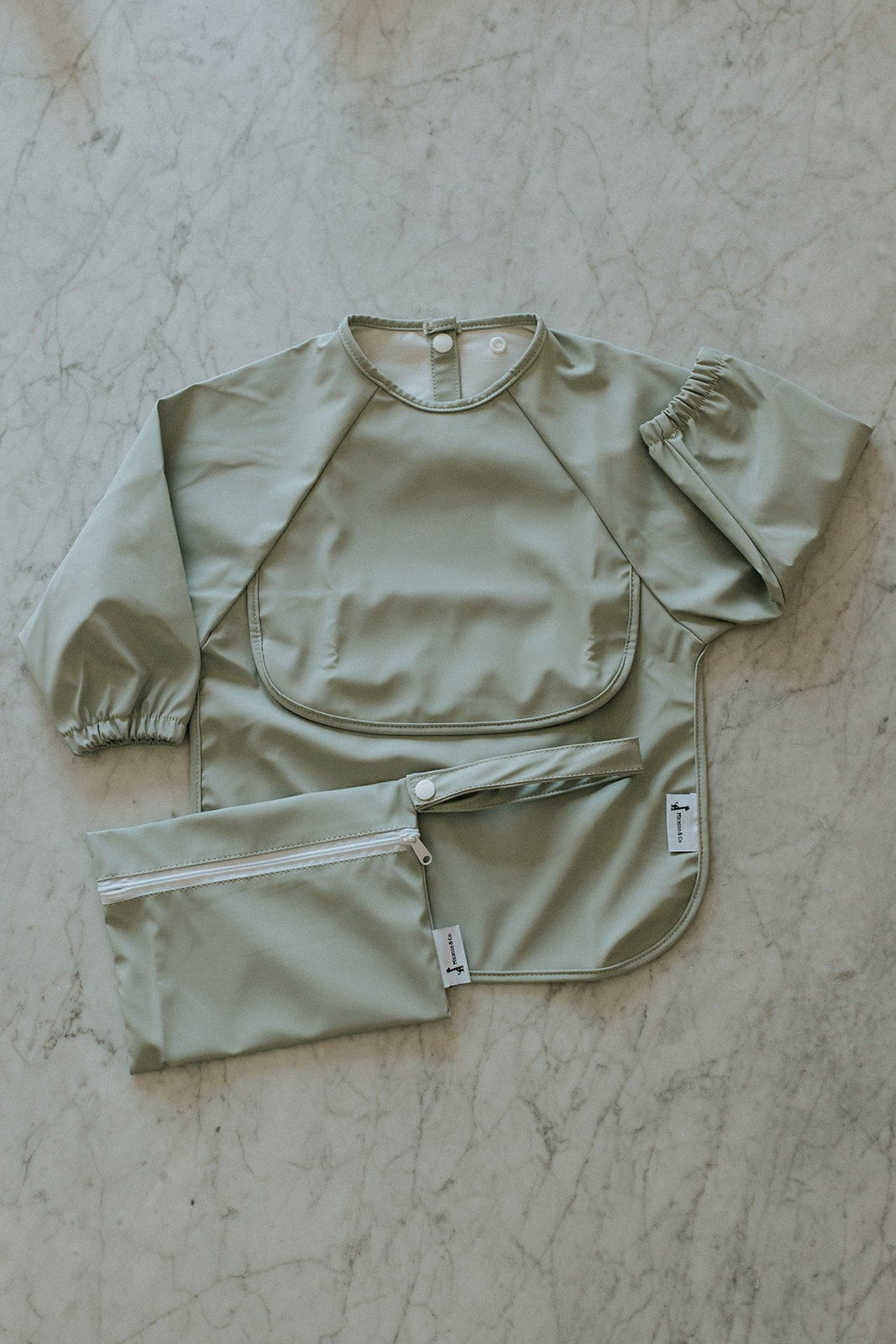 Bavette à manches longues avec pochette intégrée - Les Trouvailles de JustineBébés et tout - petitsMicassoandcoSaugeXS - 6 - 12 mois